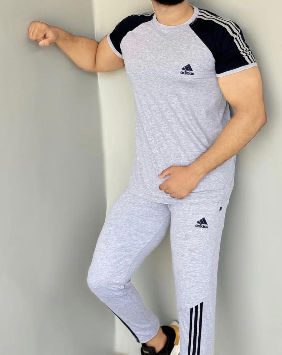 003 BLACK LOGO & BLACK PANEL TRACKSUIT COTTON TWINSET - GREY