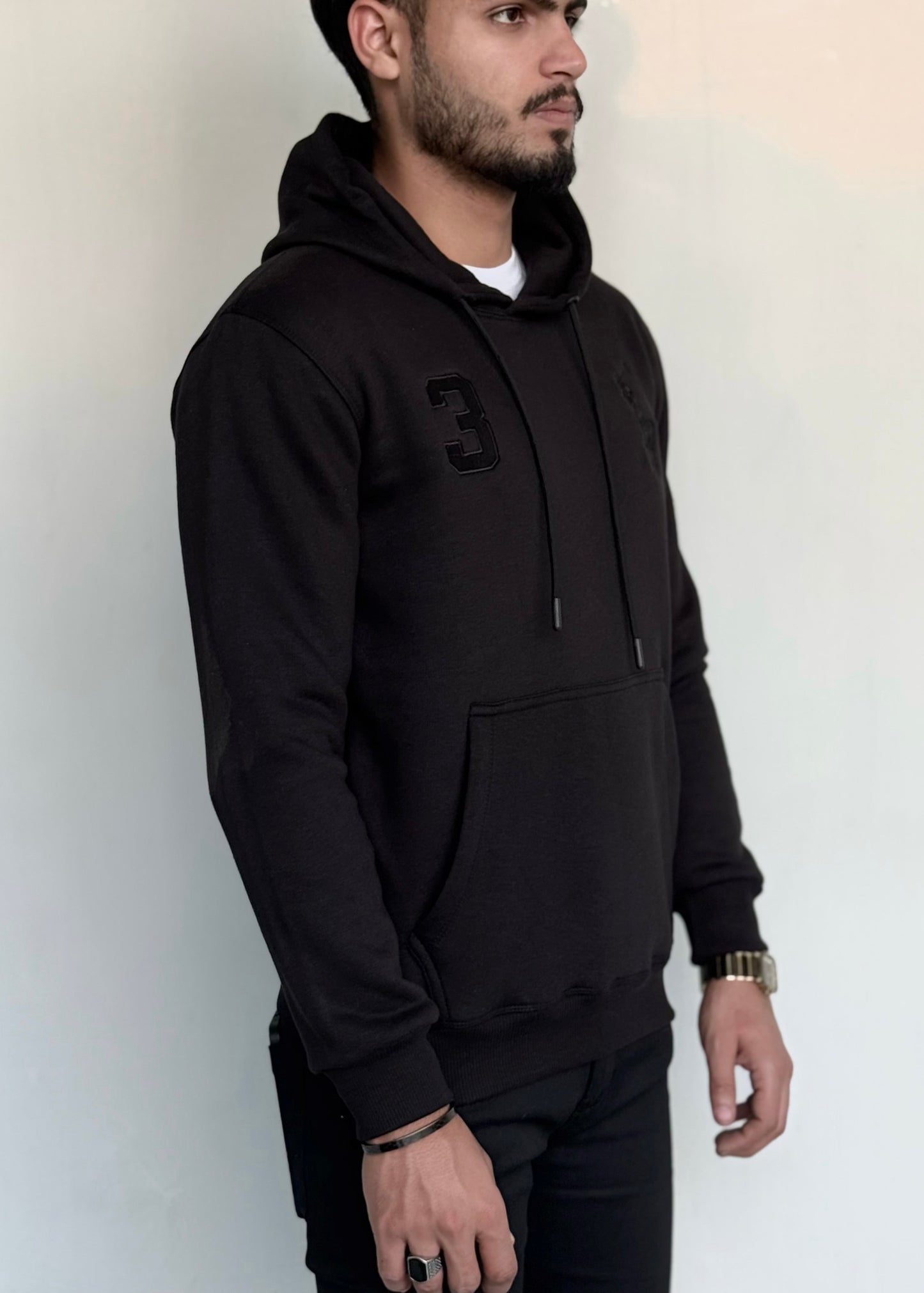 0.01 COZY CLASSIC FLEECE HOODIE-BLACK