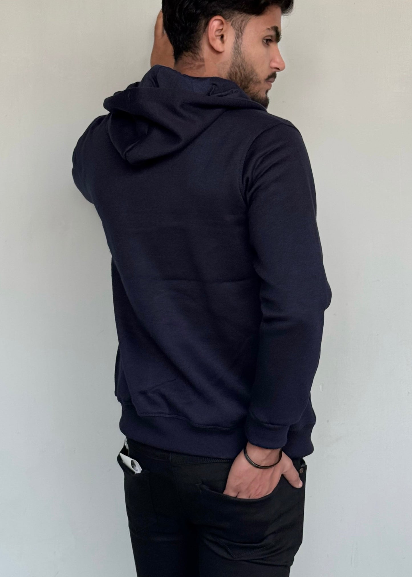 0.02 COMFORTABLE CLASSIC FLEECE HOODIE-BLUE