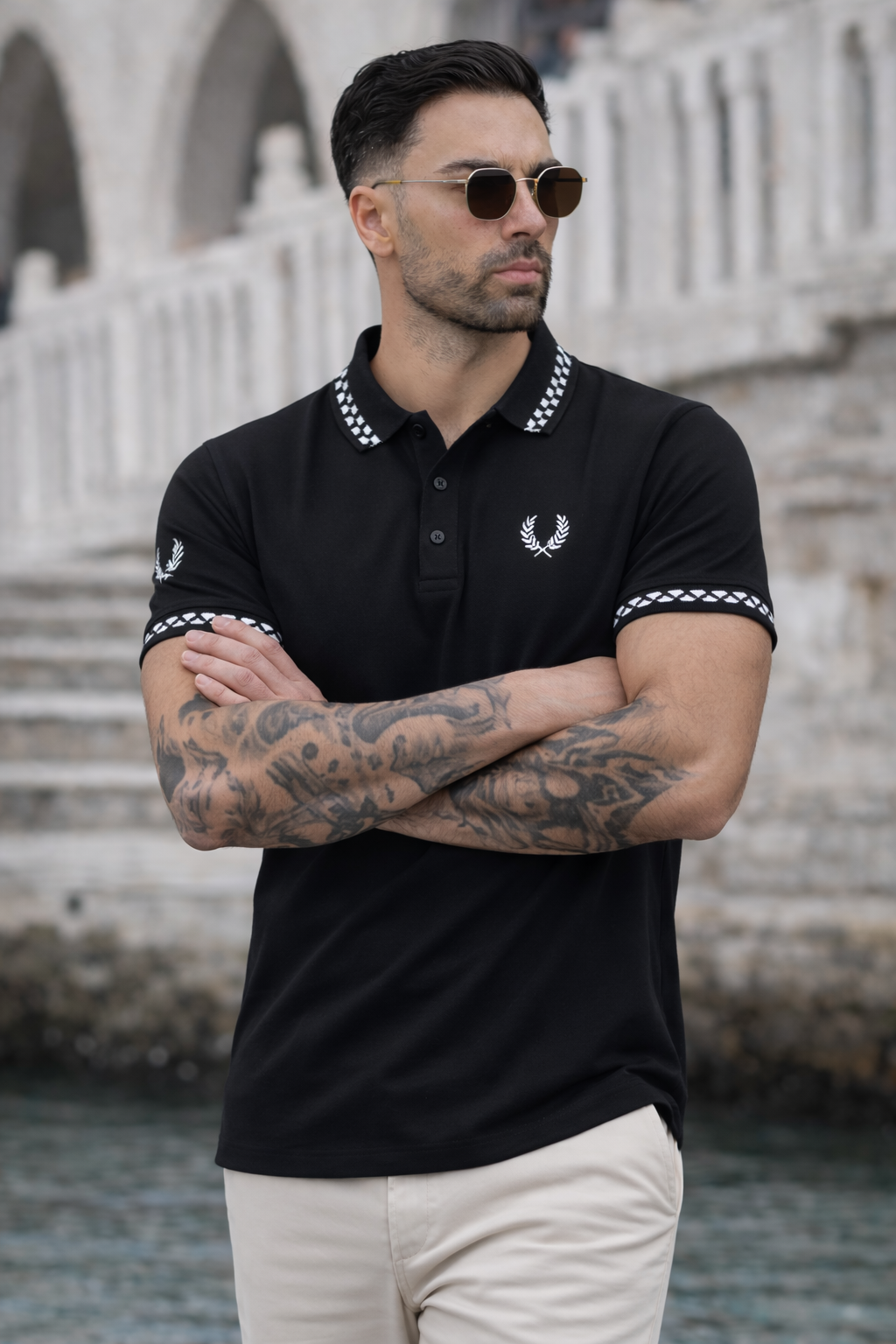 PREMIER COTTON POLO'S SHIRT WITH QUICK DRYING-BLACK
