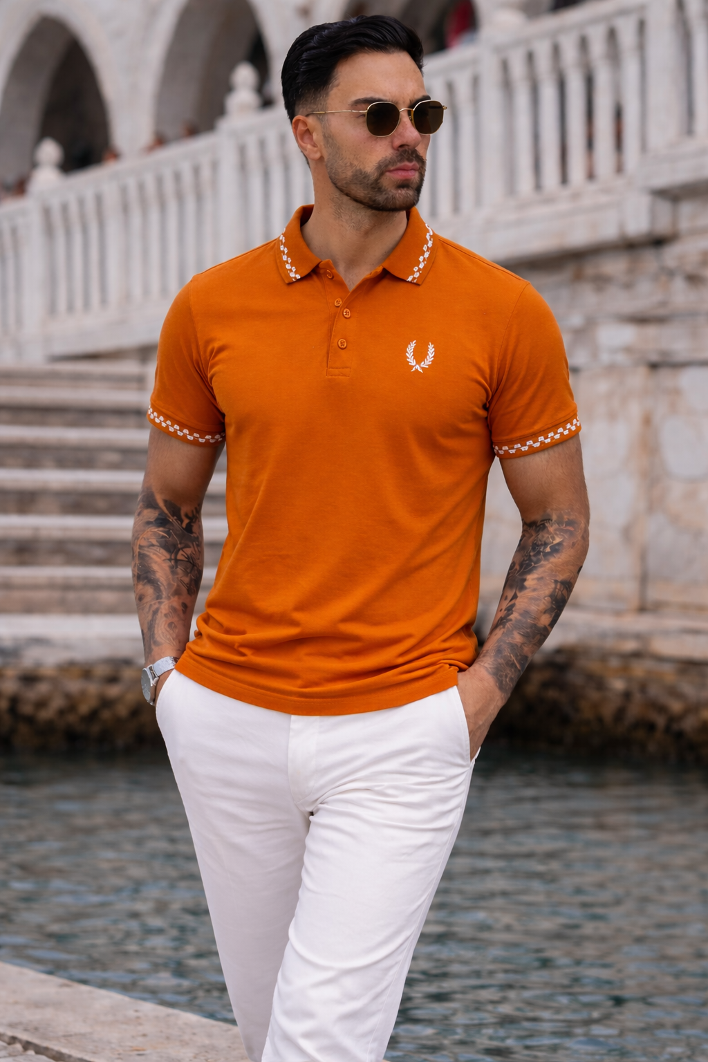 PREMIER COTTON POLO'S SHIRT WITH QUICK DRYING-NEON BROWN