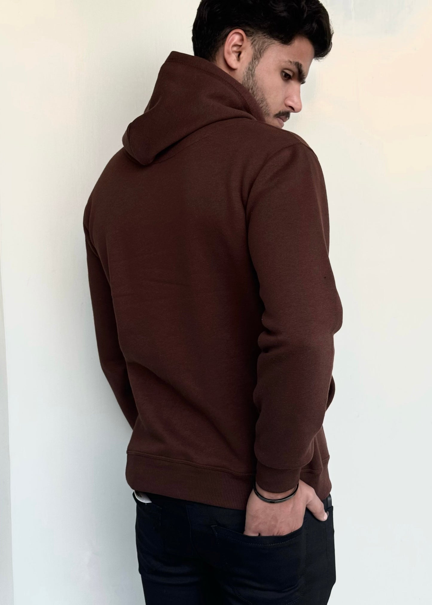 0.01 COZY CLASSIC FLEECE HOODIE-BROWN