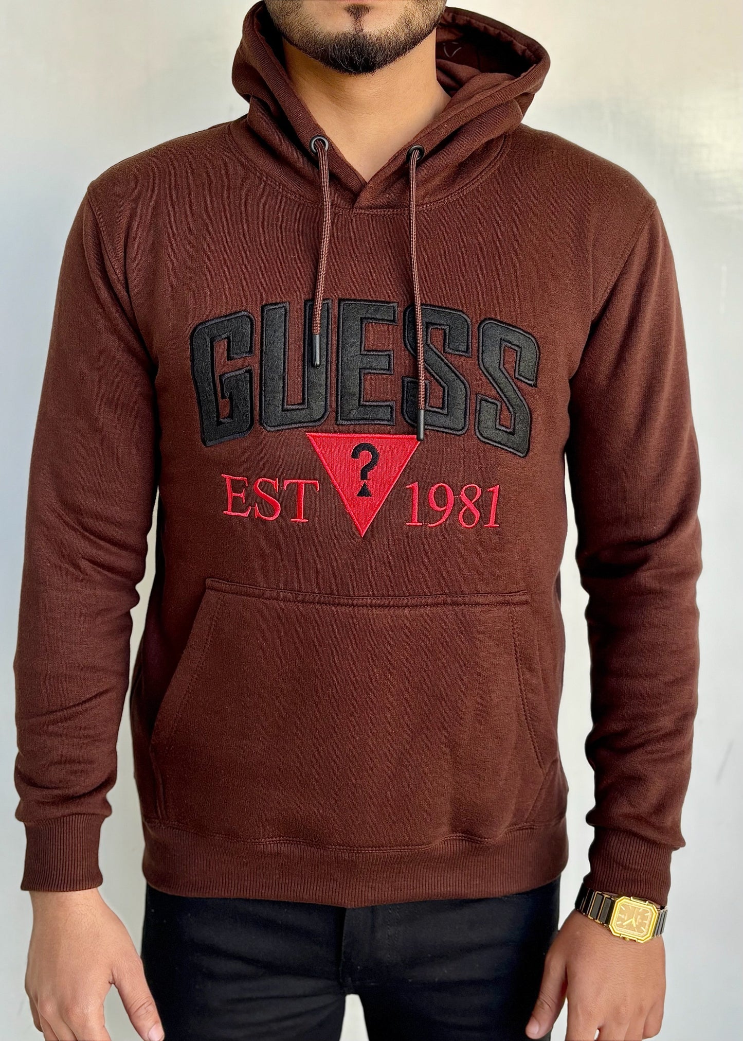 0.03 COMFORTABLE HOODIE WITH UNIQUE STYLE-BROWN
