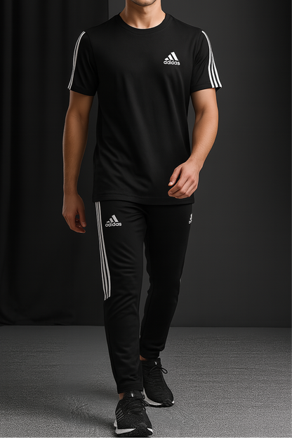 Modern, edgy, tracksuit for a casual, athletic wear-black