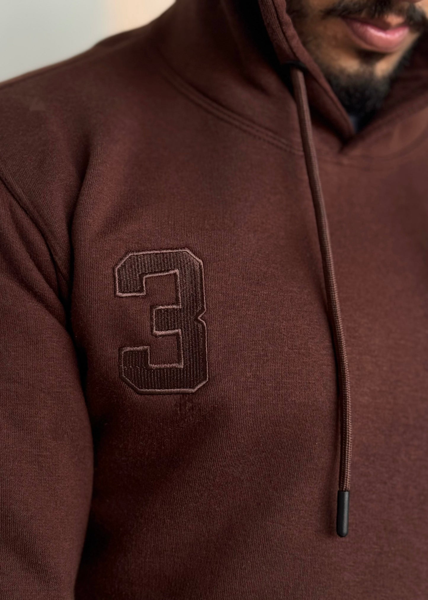 0.01 COZY CLASSIC FLEECE HOODIE-BROWN