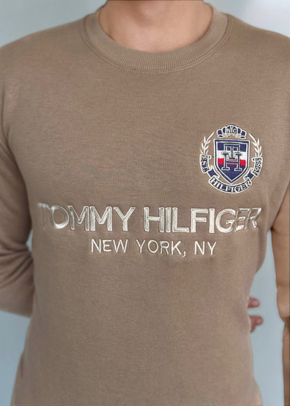 SOFT COTTON FLEECE SWEATSHIRT'S-BROWN