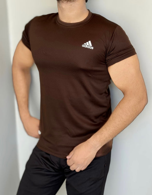 STRETCH EASE T-SHIRT FOR GYM WEAR SHIRT FOR MEN'S - BROWN