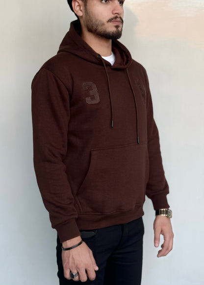 0.01 COZY CLASSIC FLEECE HOODIE-BROWN