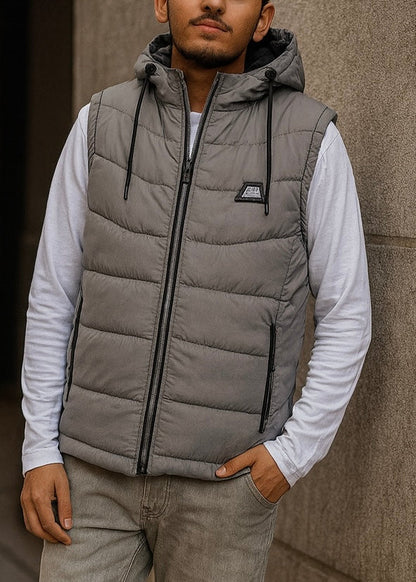 SLEEVLESS REMOVABLE & DETACHABLE JACKET-GREY