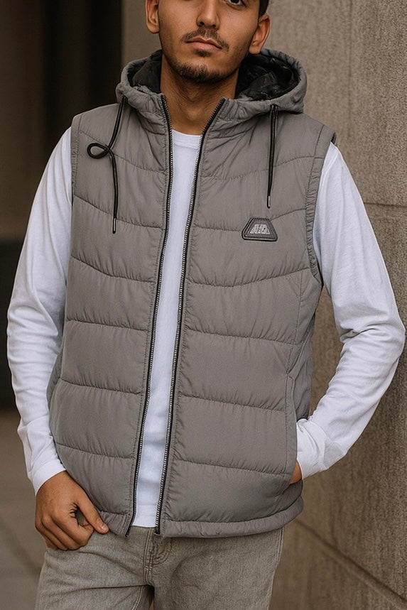 SLEEVLESS REMOVABLE & DETACHABLE JACKET-GREY