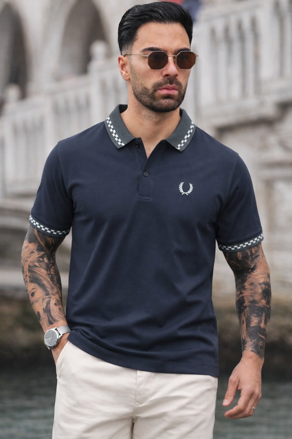 PREMIER COTTON POLO'S SHIRT WITH QUICK DRYING-GRAY
