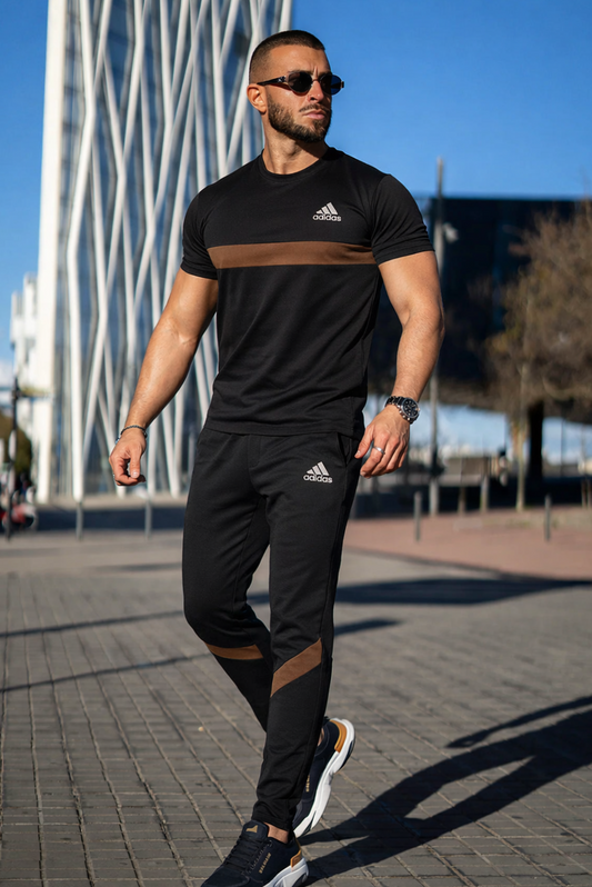 001 FLEXI MOTION COTTON TRACKSUIT - BLACK