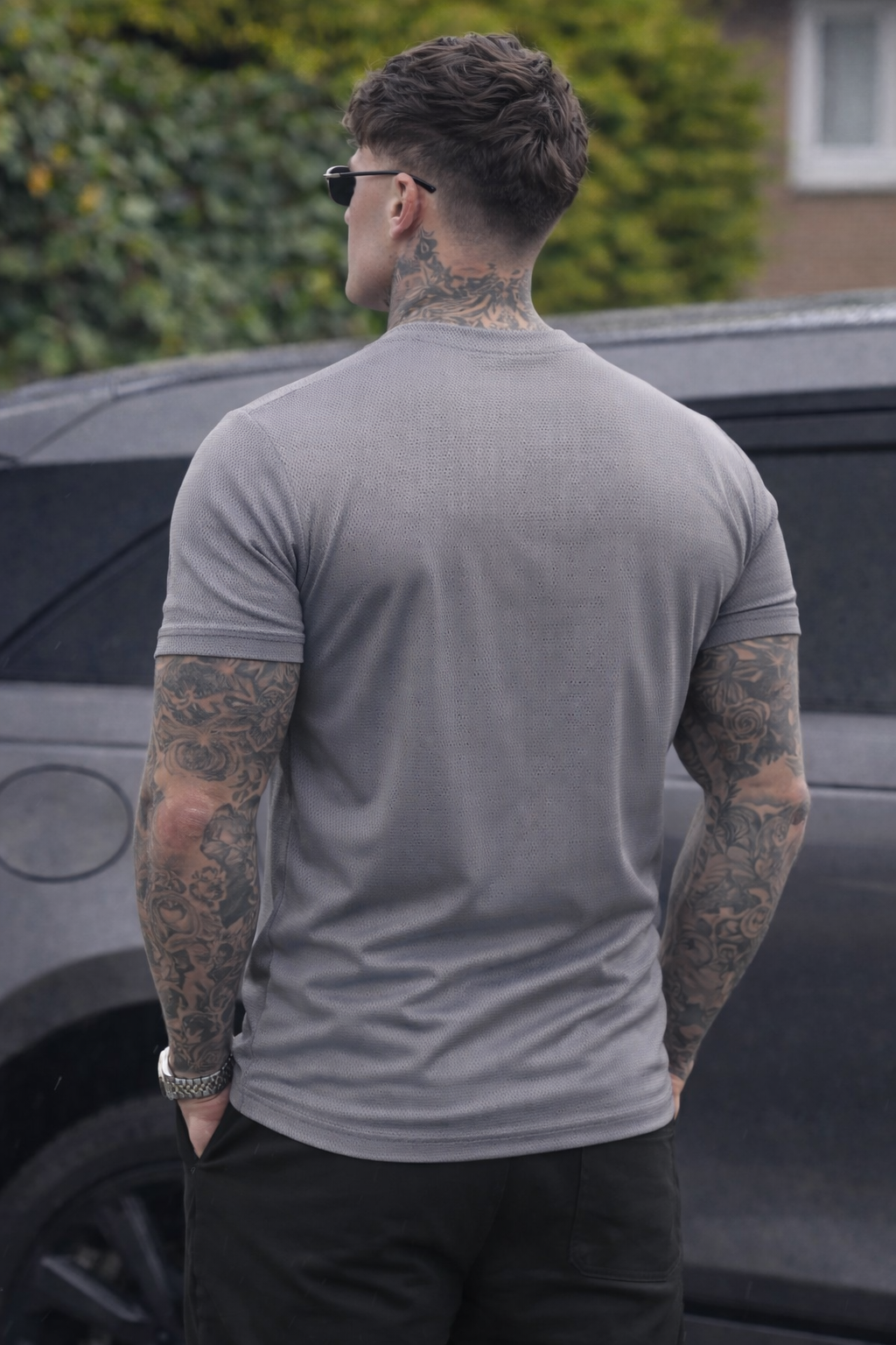 REGULAR FIT LYCRA T-SHIRT QUICK DRYING STUFF - GRAY