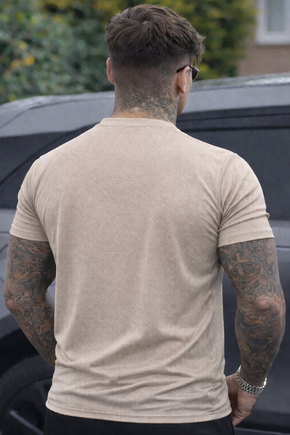 STRETCH EASE T-SHIRT FOR GYM WEAR SHIRT FOR MEN'S - TAN