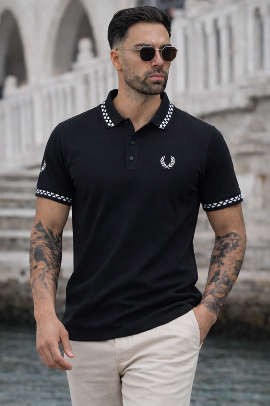 PREMIER COTTON POLO'S SHIRT WITH QUICK DRYING-BLACK
