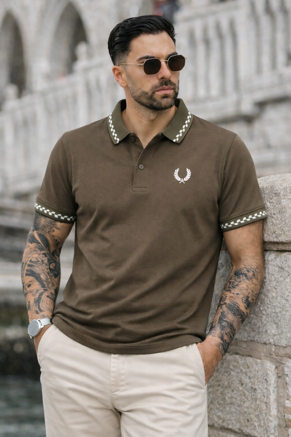 PREMIER COTTON POLO'S SHIRT WITH QUICK DRYING-BROWN