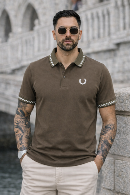 PREMIER COTTON POLO'S SHIRT WITH QUICK DRYING-BROWN