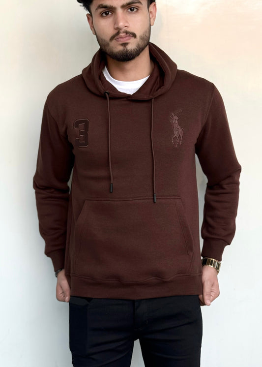 0.01 COZY CLASSIC FLEECE HOODIE-BROWN