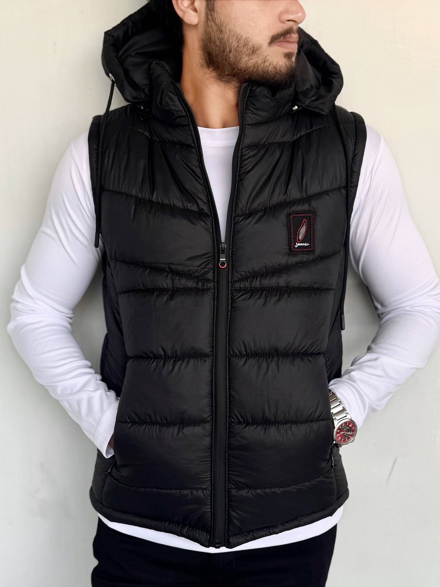 SLEEVLESS REMOVABLE & DETACHABLE JACKET-BLACK