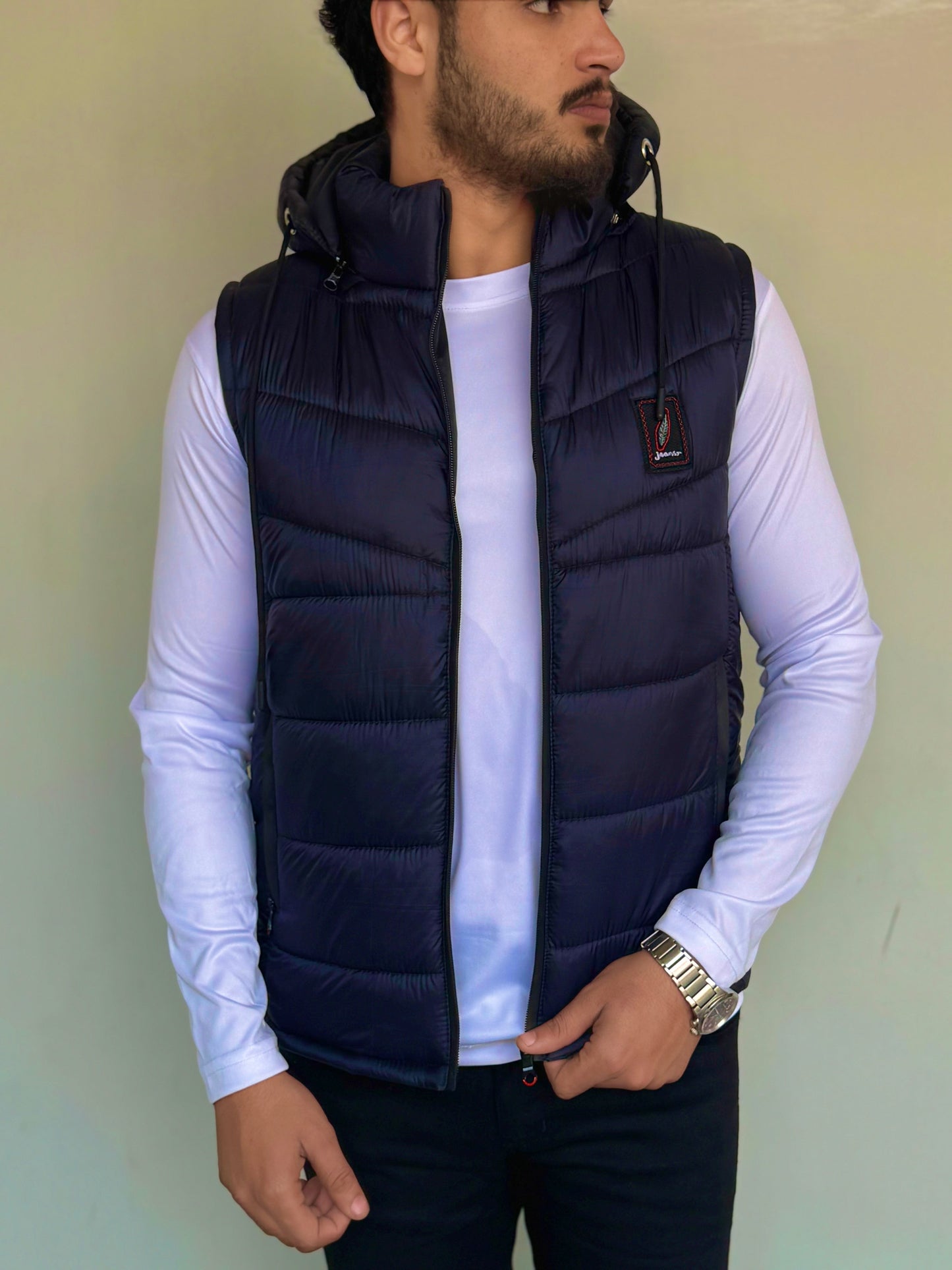 SLEEVLESS REMOVABLE & DETACHABLE JACKET-NAVY BLUE