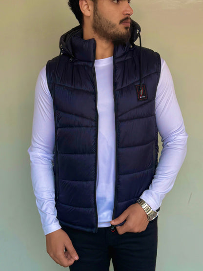 SLEEVLESS REMOVABLE & DETACHABLE JACKET-NAVY BLUE