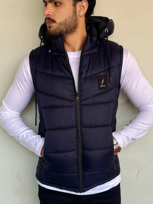 SLEEVLESS REMOVABLE & DETACHABLE JACKET-NAVY BLUE