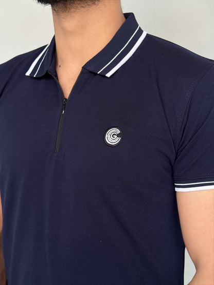 LUXURY COTTON HALF SLEEVES POLO-NAVY BLUE