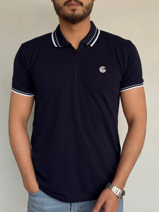 LUXURY COTTON HALF SLEEVES POLO-NAVY BLUE