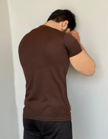 STRETCH EASE T-SHIRT FOR GYM WEAR SHIRT FOR MEN'S - BROWN